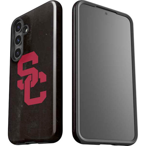 University of Southern California USC Black Distressed Galaxy S24 Plus Impact Case